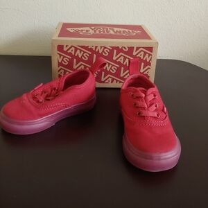 Vans red canvas sneaker.